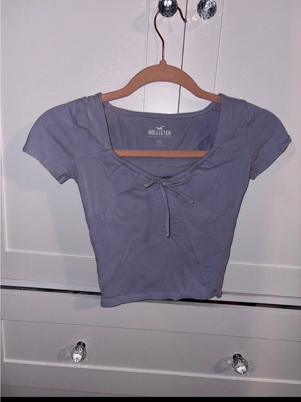 Hollister Lavender Tie-Front Square Neck Crop Top